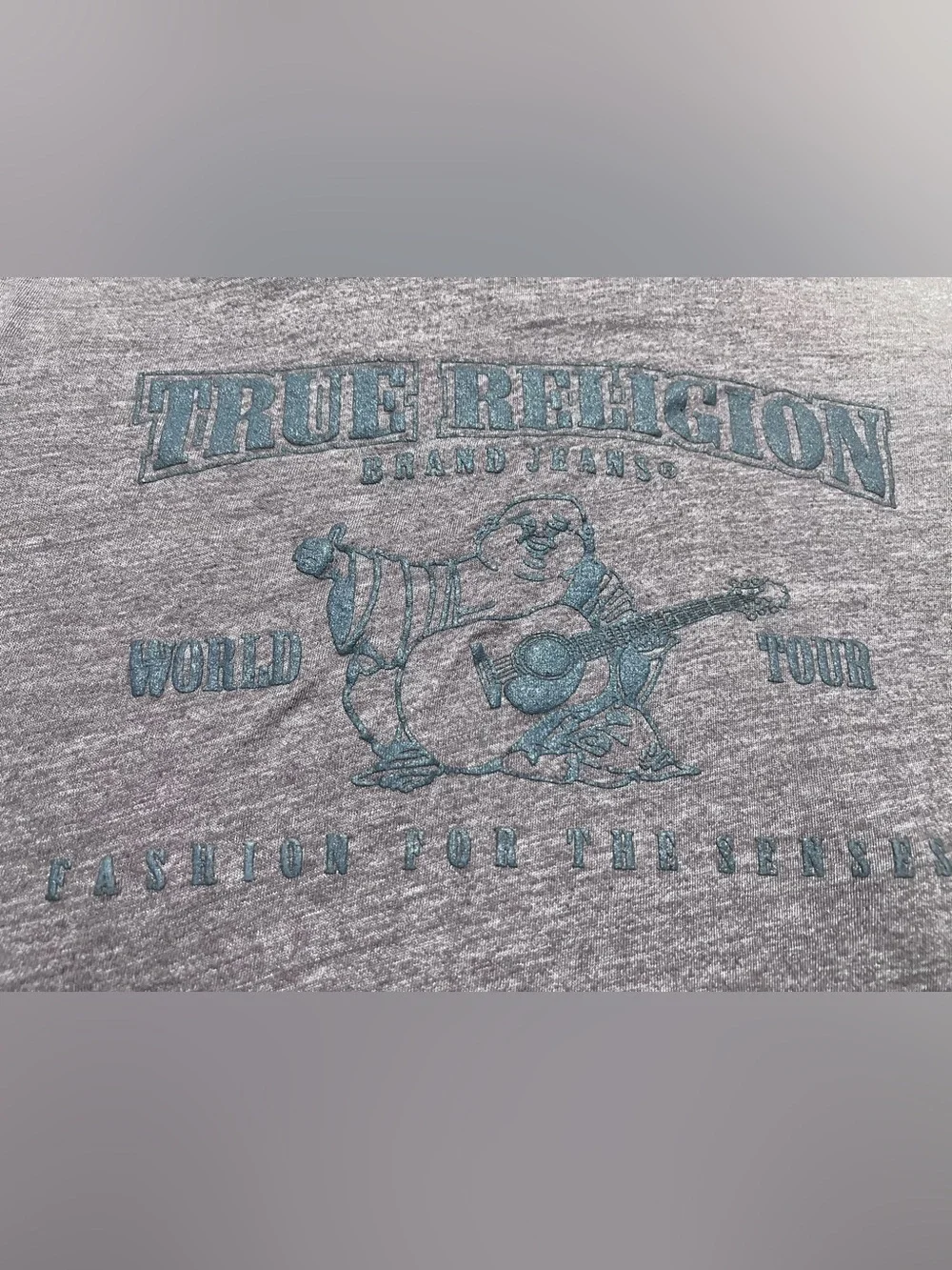 True Religion Men's Heather Charcoal Short Sleeve Logo Tee
